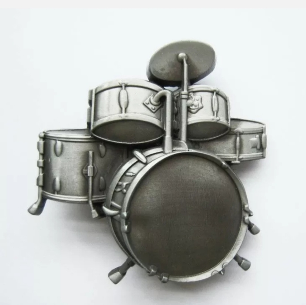 New Drums drum set drummer belt buckle approximately 3.75".  Choose color.
